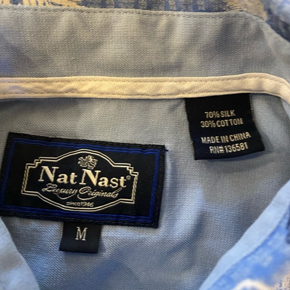 NAT NAST SIZE M SILK CASUAL BUTTON DOWN CHECK SHIRT - Picture 5 of 8
